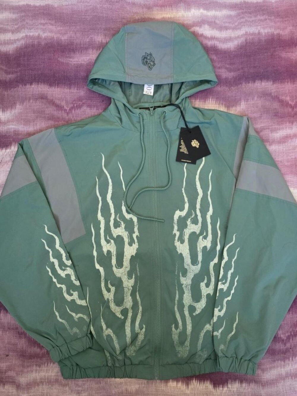 Darc Sport Infernal Brolic Track Windbreaker Norse Green Flame Jacket M